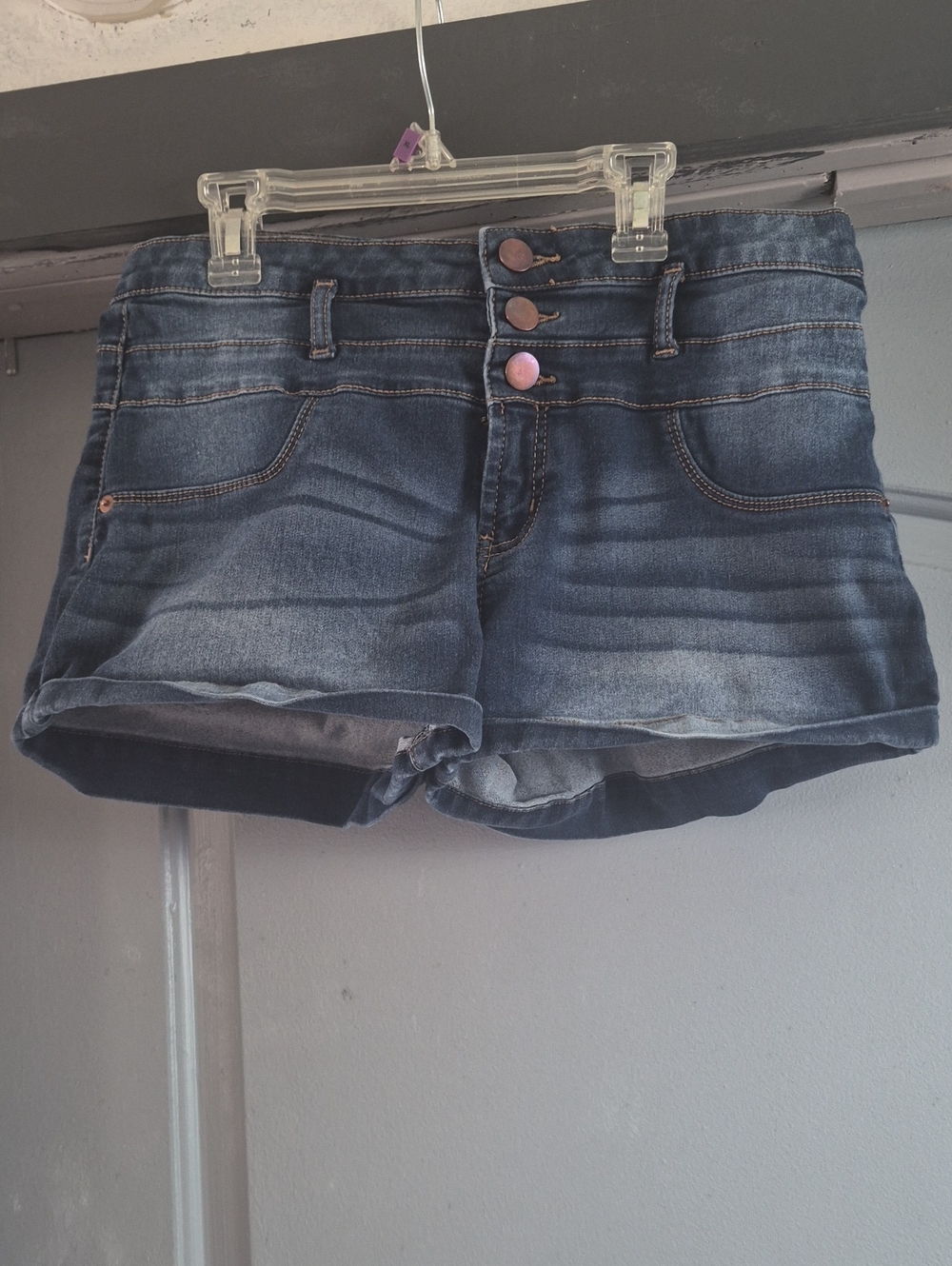 No Boundaries Dark Blue High-Rise Jean Shorts